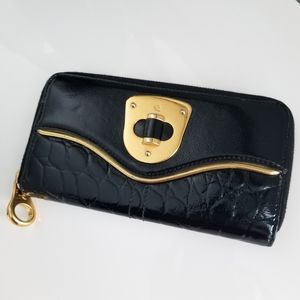 Alexander McQueen McQ Black Patent Leather Clutch Wallet